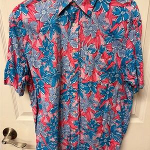 Vineyard Vines Men's Classic Fit Button Down Shirt - Pink & Blue Floral - Large